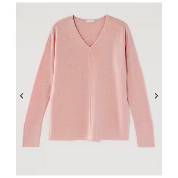 J. Jill Pink Organically Grown Cotton Seamed V-Neck Sweater Size XS - Picture 7 of 9